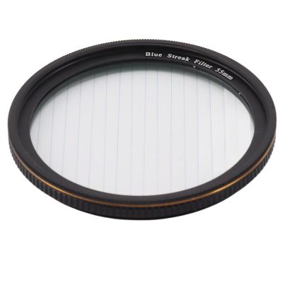 Blue Streak Effect Filter, Anamorphic Light Effect Filter for Camera Lens, Optical Glass Blue Streak Camera Lens Filter for Night Aluminum Alloy Frame (55mm)