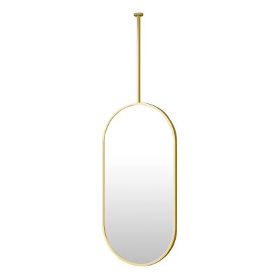Renmlion Large Metal Frame Mirror for Ceiling Hanging, Gold Bathroom Mirror Vanity Makeup Mirrors with Metal Framed Ceiling Mounted Mirrors, Oval Shaving Mirrors (Size : 50cmx70cm)
