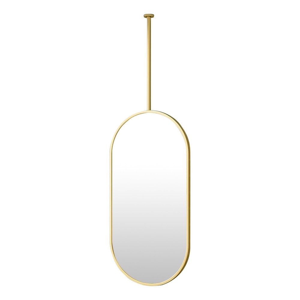 Renmlion Large Metal Frame Mirror for Ceiling Hanging, Gold Bathroom Mirror Vanity Makeup Mirrors with Metal Framed Ceiling Mounted Mirrors, Oval Shaving Mirrors (Size : 50cmx70cm)