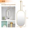 Renmlion Large Metal Frame Mirror for Ceiling Hanging, Gold Bathroom Mirror Vanity Makeup Mirrors with Metal Framed Ceiling Mounted Mirrors, Oval Shaving Mirrors (Size : 50cmx70cm) view 2