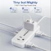 Flat Plug Power Strip - 5 Ft Thin Flat Extension Cord with 4 AC Outlets 3 USB Ports (5V/3.4A 17W), Flat Outlet Wall Plug Compact for College Dorm, Travel, Home, Office Desk Accessories view 4