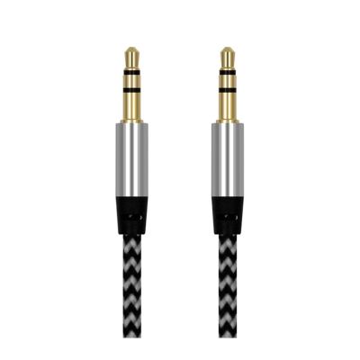 1m 3.5mm Nylon Braided Aux Cable 3.5mm Male to Male AUX Cord Stereo Audio Cables Fit Compatible Computer Speaker Ph/n-e Headphones (Color : Silver, Size : 1m)
