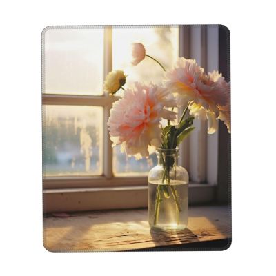 Window Flower Print Mousepad Pad Non Slip Mousepad Mat Square Mousepad Gaming Mousepad Pad for Wireless Mousepad Office Computers 8.3 x 10.3 in