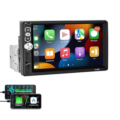 Car Stereo Bluetooth Single Din Car Radio with Wired Carplay & Android Auto, 7 Inch Touchscreen Car Audio Receiver with Mirror Link FM Radio SWC USB AUX TF Card