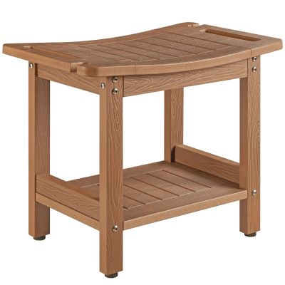 JemKelly Heavy Duty Shower Stools, Shower Benches for Inside Shower to sit on,Poly Lumber Plastic Shower Bench Waterproof, Sturdy Wide Shower Stools for 500 LB (Brown)
