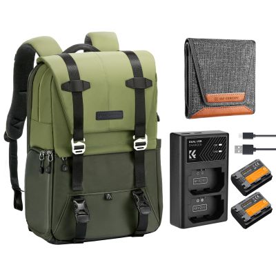 K&F Concept 20L Camera Backpack + NP-FZ100 Battery and Dual Slot Charger Set for Sony+ Lens Filter Pouch Lens Filter Case 3 Pocket