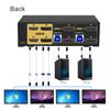 CKLau MST Displayport HDMI KVM Switch Quad Monitor, (2 DP In, 2 DP + 2 HDMI Out), 4K60Hz 2K144Hz 2 Computers 4 Monitors Switcher with Cables, Audio, Microphone and Hub Support Keyboard Mouse Switching view 3