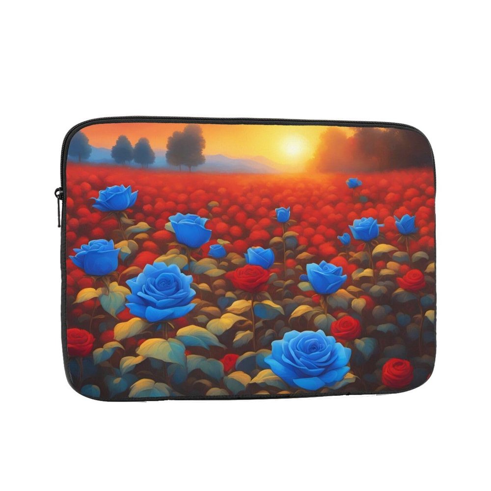 12 Inch Laptop Case Computer Sleeve Shockproof Water-Resistant Notebook Case Bag for Business Travel and Daily Use Bright Blue Roses Prints