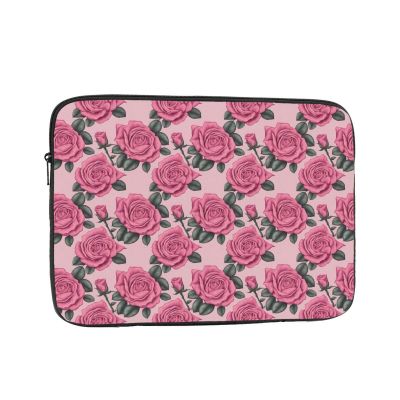 15 Inch Laptop Case Computer Sleeve Shockproof Water-Resistant Notebook Case Bag for Business Travel and Daily Use Bright Pink Roses Prints