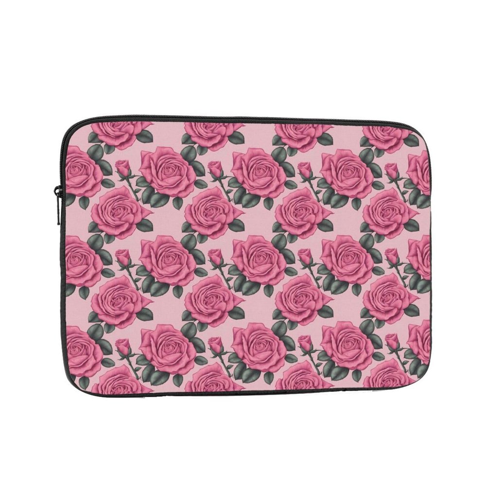 15 Inch Laptop Case Computer Sleeve Shockproof Water-Resistant Notebook Case Bag for Business Travel and Daily Use Bright Pink Roses Prints