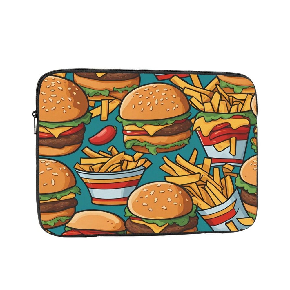 15 Inch Laptop Case Computer Sleeve Shockproof Water-Resistant Notebook Case Bag for Business Travel and Daily Use Cute Burger Fries Prints