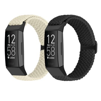 FTYQUEE Braided Stretchy Adjustable Straps Compatible for Fitbit Charge 3 and Fitbit Charge 4 Bands for Men Women,Sport Elastic Nylon Cloth Wristbands for Charge 4/ Charge 3/ 3SE(Black+Starlight)
