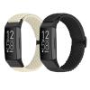 FTYQUEE Braided Stretchy Adjustable Straps Compatible for Fitbit Charge 3 and Fitbit Charge 4 Bands for Men Women,Sport Elastic Nylon Cloth Wristbands for Charge 4/ Charge 3/ 3SE(Black+Starlight) view 1