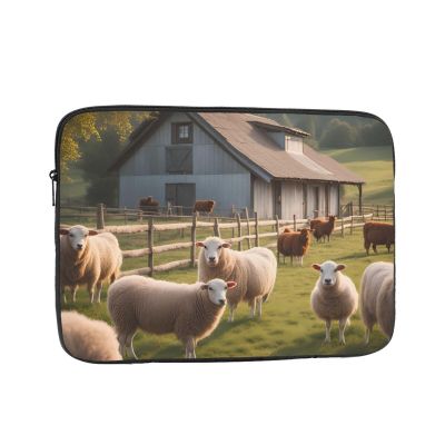 12 Inch Laptop Case Computer Sleeve Shockproof Water-Resistant Notebook Case Bag for Business Travel and Daily Use Farm Lots of Goats Prints