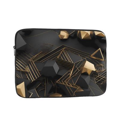 13 Inch Laptop Case Computer Sleeve Shockproof Water-Resistant Notebook Case Bag for Business Travel and Daily Use Black and Gold Plaid Prints