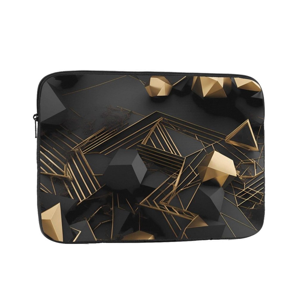 13 Inch Laptop Case Computer Sleeve Shockproof Water-Resistant Notebook Case Bag for Business Travel and Daily Use Black and Gold Plaid Prints