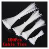 CHATROOM Self-Locking Plastic Nylon Tie 100 PCS White Cable Tie Fastening Ring Cable Tie Zip Wraps Strap Nylon Cable Tie 3 * 200 (Color : White, Size : 5x200mm) view 3