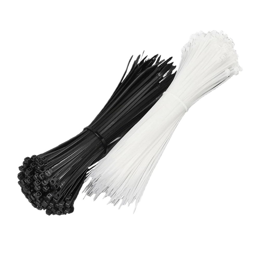 CHATROOM 100Pcs Nylon Cable Ties Self-Locking Plastic Ring Silk Black Strap Zipper Organizer Tightening Tension Band (Color : Black 100 pcs, Size : 2.5 100mm)