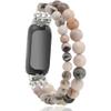 C&L Accessories Bracelets Compatible with Fitbit Inspire 2 Bands for Women Beaded Wristband Adjustable Gemstone Replacement Straps (Pink Zebra Stone) view 1