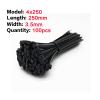 CHATROOM 100pieces Self Locking Nylon Cable Ties Strap Heavy Duty Plastic Zip Ties Cable Tie Fixing Cable Organizer Black (Color : Black, Size : 4x250 Width 3.5mm) view 2