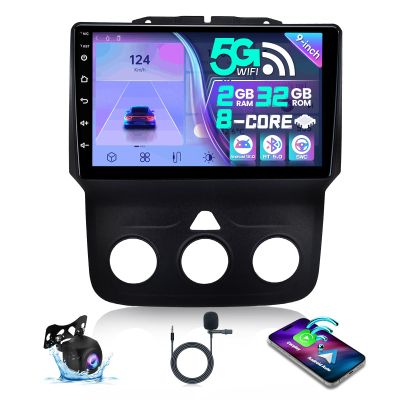 LASERTAIL 8 Core Car Stereo Radio for Dodge Ram 1500 2500 3500 2013-2018 Upgrade 5Ghz WiFi 9 Inch Touch Screen Head Unit Carplay Android Auto GPS DSP FM 2+32GB Only for Manual AC