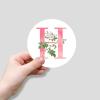 Zyadsinoudor Monogram Initial H Pink Stickers 50 Pcs Alphabet White Floral Vinyl Stickers Monogram Letter Waterproof Sticker Vinyl Perfect Sticker for Tumbler Water Bottle Cup Car Window Laptop 4inch view 3