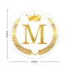 Zyadsinoudor Monogram Initial M Sticker Graphic 50 Pieces Alphabet Gold Crown Wreath Vinyl Stickers Last Name Durable Round Labels Cute Sticker Packs for Luggage Laptop Water Bottle Stickers 4inch view 2