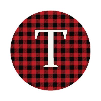 Zyadsinoudor 50 Pieces Initial Letter T Sticker Graphic Monogram Red Buffalo Plaid Stickers Pack Family Inital Sticker Labels Minimalist Vinyl Stickers for Water Bottle Laptop Phone Scrapbook 3inch