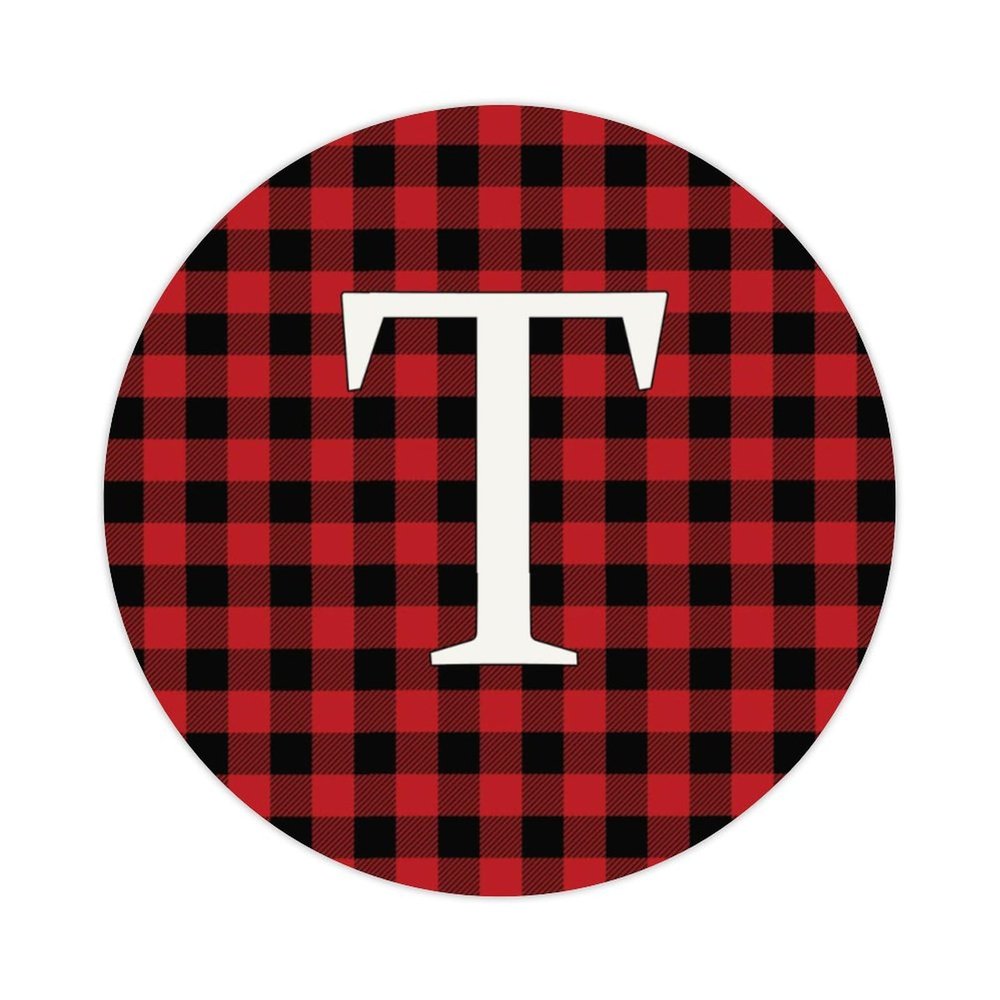 Zyadsinoudor 50 Pieces Initial Letter T Sticker Graphic Monogram Red Buffalo Plaid Stickers Pack Family Inital Sticker Labels Minimalist Vinyl Stickers for Water Bottle Laptop Phone Scrapbook 3inch