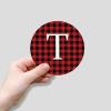 Zyadsinoudor 50 Pieces Initial Letter T Sticker Graphic Monogram Red Buffalo Plaid Stickers Pack Family Inital Sticker Labels Minimalist Vinyl Stickers for Water Bottle Laptop Phone Scrapbook 3inch view 3