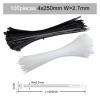 CHATROOM 100pcs Cable Tie Self-Locking 3x80mm/4x200mm/5x300mm Plastic Nylon Tie Fastening Ring Zip Wraps Strap Tie Black/White (Color : 4x250mm W 2.7mm, Size : Black 100pieces) view 2