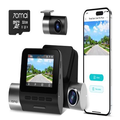 70mai Dash Cam Front and Rear A500S+ 32GB Dual Dash Camera Built-in WiFi GPS, Smart Dash Camera for Cars, ADAS, Sony IMX335, 2'' IPS LCD Screen, WDR, Night Vision, Parking,Monitor, Loop Recording