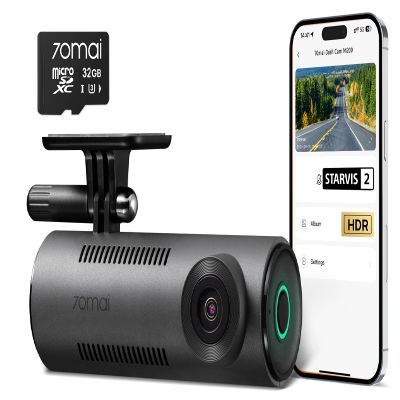 70mai Dash Cam M310 + 32GB SD Card 1296P QHD Dash Cam for Cars with 130 Wide Angle FOV WDR Night Vision Voice & APP Control Built-in WiFi Connection