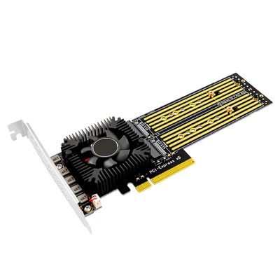 JMT 4-Port Array NVMe Expansion Card M.2 Solid State Drive to PCI-E 3.0 X4/X8 Adapter 4Bay Split Free Support for NVMe Hard Disk 2230 / 2242 / 2260 / 2280 / 22110 (16GT)