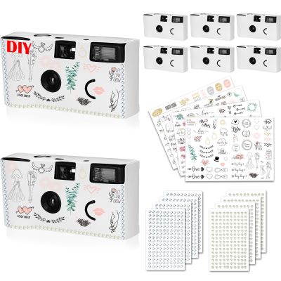 Copkim 8 Pack Disposable Camera for Wedding 35 mm Film Single Use Camera with Flash Disposable White Cameras One Time DIY for Wedding Anniversary, Travel, Camp, Party Supply