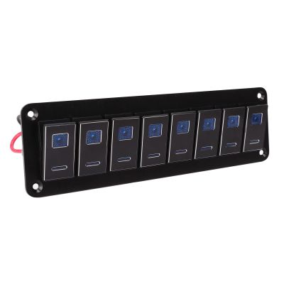 Aluminum RV Rocker Switch Panel Marine Boat LED Rocker Switch Panel Blue LED Light 20A 30A 5PIN Oxidized Black for UTV