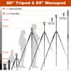 80/85 inches Heavy Duty Tripod for Camera and Phone, 85" Camera Monopod Tripods, DSLR Binoculars Spotting Scope Camcorders Video Tripod Stand, 360 Degree Ball Head, 35 lbs Loads view 2