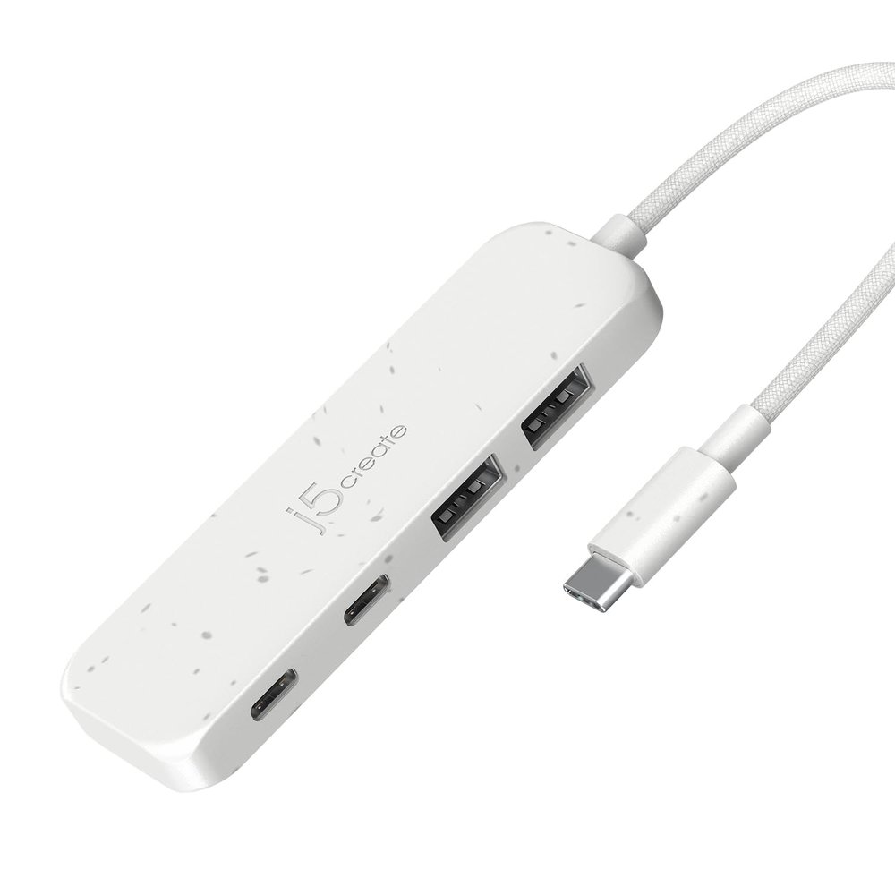 j5create 4-in-1 USB-C to 4-Port Type-A & Type-C Hub(Eco-Friendly), USB-C Hub with 10 Gbps 2 USB-A & 2 USB-C | Compatible with MacBook Pro, MacBook Air, iPad, Mac Mini and More Type C Devices(JCH342EW)