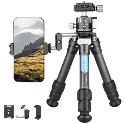 ARTCISE Compact Mini Carbon Tripod with Arca Low Profile Tripod Ball Head Lightweight Portable Travel Carbon Fiber Tripod Desktop Video Tripod for DSLR Camera Digital Mobile Phone Max Load 22lb/10kg