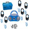 6-Station Listening Center with AudioAce Boombox, Jackbox and Smart-Trek Deluxe Headphones with Blue Accents view 1