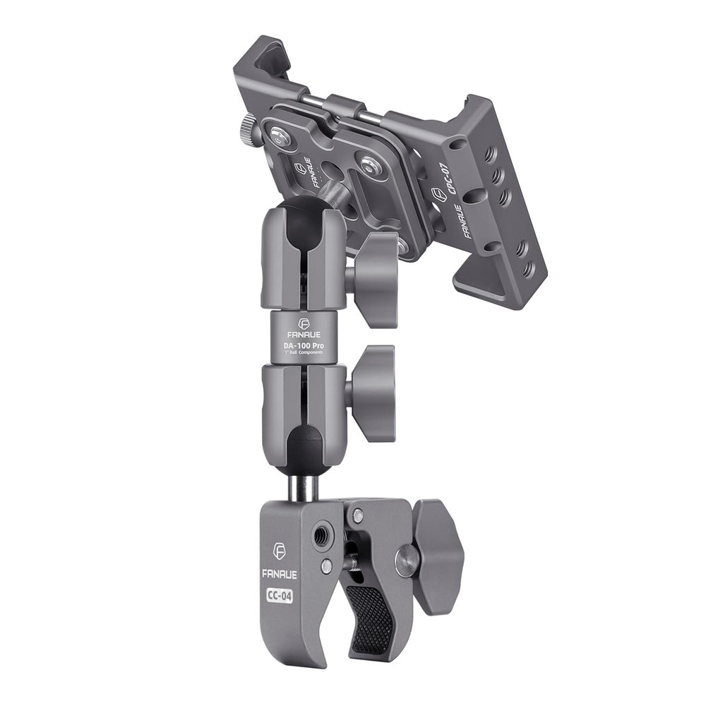 FANAUE Composite Double Socket Swivel Arm and Universal Phone Mount and Handlebar Base Mount Strong Rod Clamp