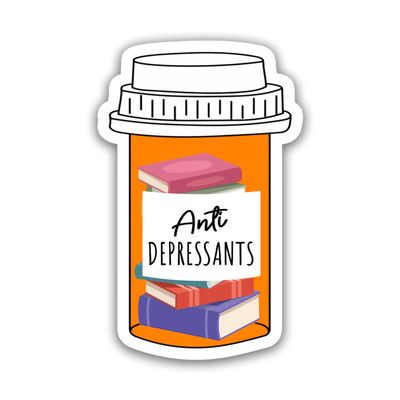 18DECOFUS (3pcs) Anti Depressants Sticker, Bookish Sticker, Christmas Sticker, Water Assistant Booktok Sticker for Laptop Water Bottle, Kindle Sticker, Mental Health Sticker, Christmas Gift (Size 3")