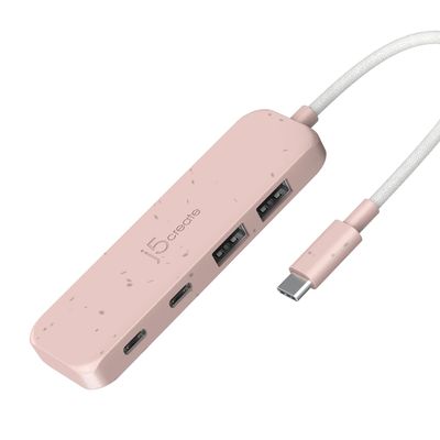 j5create 4-in-1 Pink USB-C to 4-Port Type-A & Type-C Hub(Eco-Friendly), 10 Gbps USB-A x 2 & 10 Gbps USB-C x 2, Compatible with MacBook Pro, MacBook Air, iPad, Mac mini (JCH342ER)