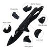 ALBATROSS Folding Pocket Knife - Multi-functional knife with Bottle Opener, Glass Breaker & Seatbelt Cutter - Outdoor Everyday Carry Knife (Black, AS-19652-BK) view 2