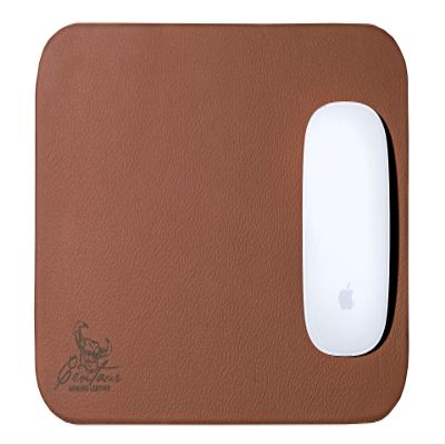 Centaur - 100% Genuine Leather Mousepad - Cognac/Fawn 9,84 x 7,08 inch - Vintage Mouse pad Ideal for Office and Home - Easy-Care with Anti-Slip Leather pad for Computer Mouse - Handmade in Germany