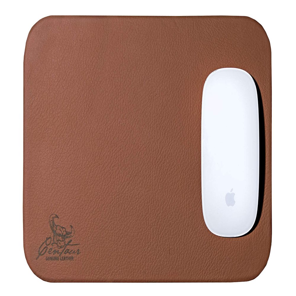 Centaur - 100% Genuine Leather Mousepad - Cognac/Fawn 9,84 x 7,08 inch - Vintage Mouse pad Ideal for Office and Home - Easy-Care with Anti-Slip Leather pad for Computer Mouse - Handmade in Germany