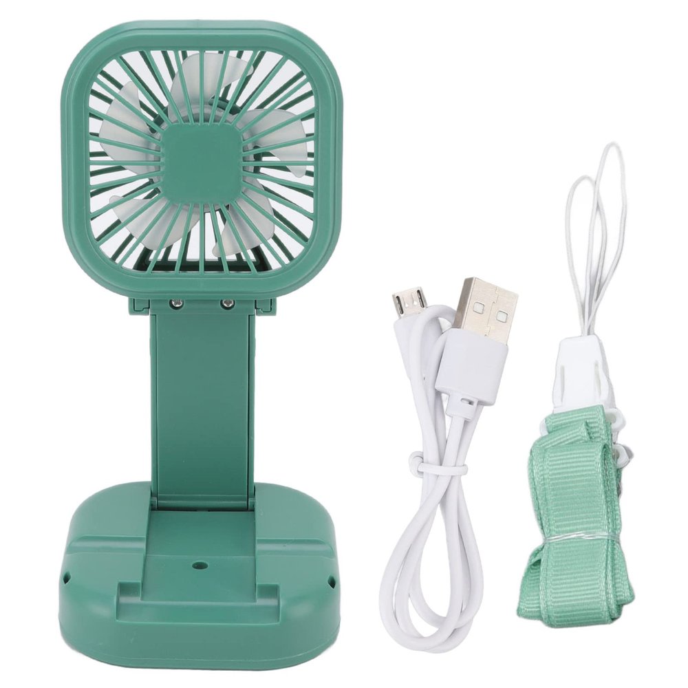 Pilipane USB Desk Fan, Mini Handheld Fan, Portable Small Pocket Fan, USB Rechargeable Fan, Rotatable Handheld Desktop Small Fan, Three Speed Adjustment(Green)