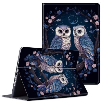 ACWDMKH for Microsoft Surface Pro 9 Case Protector PU Leather Slim Folio Stand Multiple Viewing Angles Shockproof Cover for Surface Pro 9 13 Inch 2022 Tablet Cover,Owls and Flower