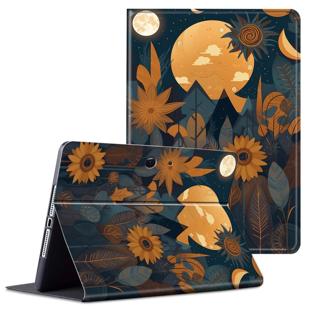 ACWDMKH for Microsoft Surface Pro 9 Case Protector PU Leather Slim Folio Stand Multiple Viewing Angles Shockproof Cover for Surface Pro 9 13 Inch 2022 Tablet Cover,Sun Moon and Plant