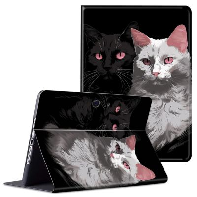 ACWDMKH for Microsoft Surface Pro 9 Case Protector PU Leather Slim Folio Stand Multiple Viewing Angles Shockproof Cover for Surface Pro 9 13 Inch 2022 Tablet Cover,Black White Cat